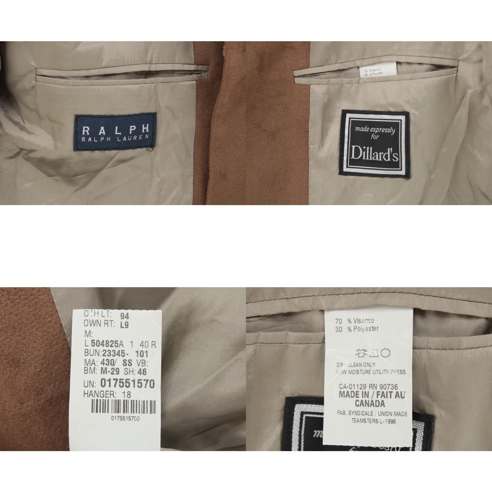 Ralph Lauren Ralph Lauren Blazer Men 40R Sports Coat Jacket Beige Polyester Viscose Four-Button Notch Notch Lapel Dry Clean Only Vintage No Size 40R - 8 Thumbnail