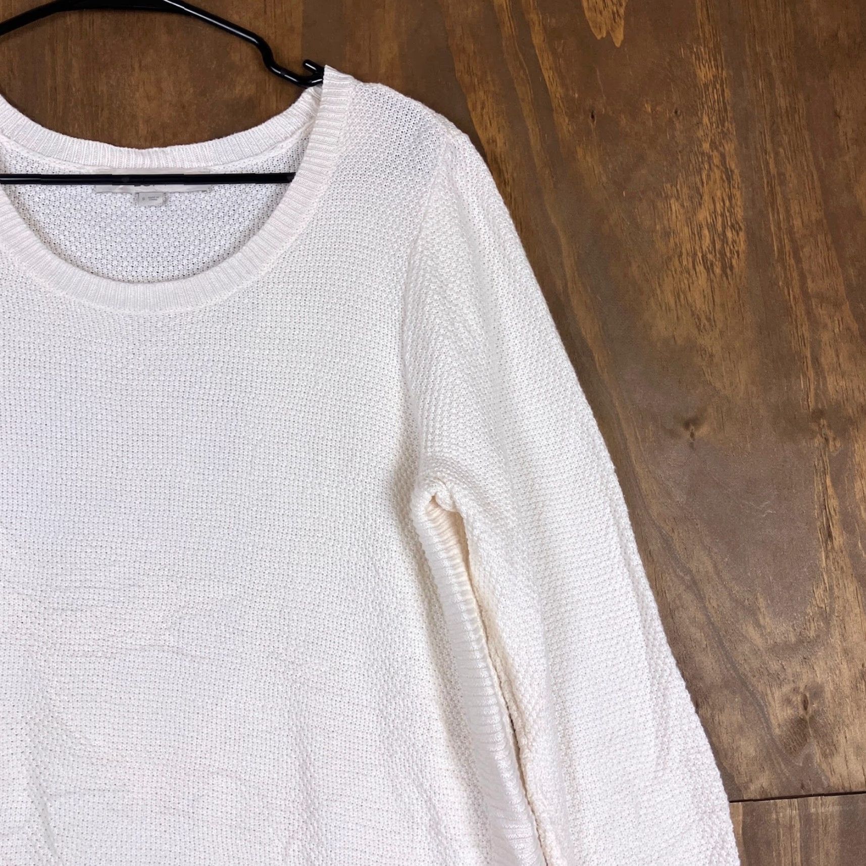 Loft LOFT Ann Taylor Womens Sweater Cream Knit Crew Neck Long Sleeve 100% Cotton S Pullover Casual Workwear Cardigan not wool not acrylic Size S / US 4 / IT 40 - 5 Thumbnail