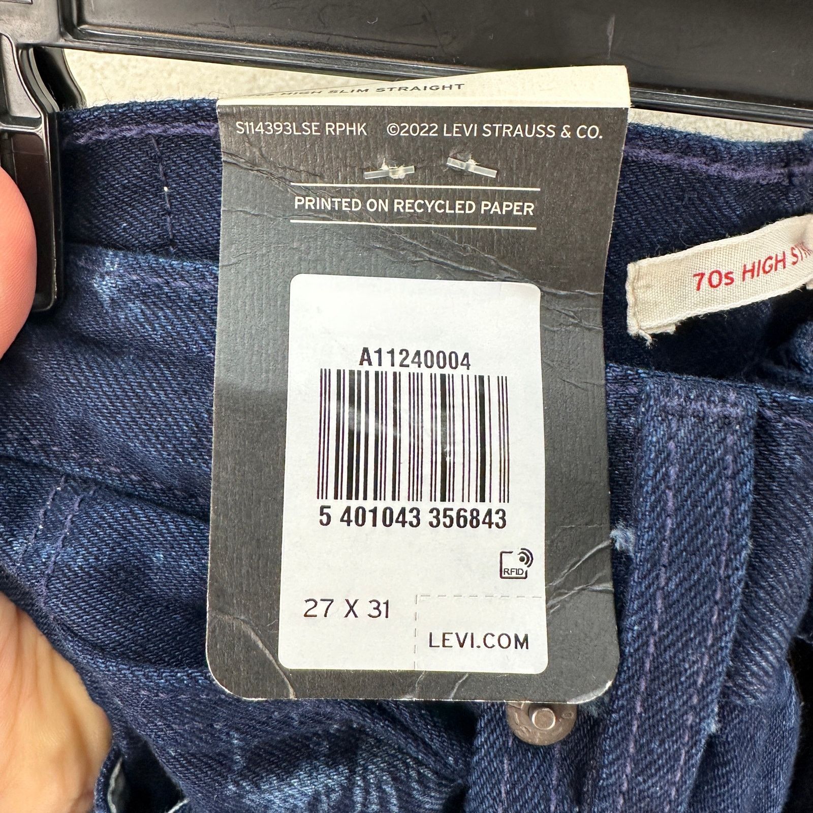 Levi's LEVI'S WELLTHREAD WOMEN'S 27X31 70S HIGH STRAIGHT JEANS DARK Size 27" / US 4 / IT 40 - 6 Thumbnail