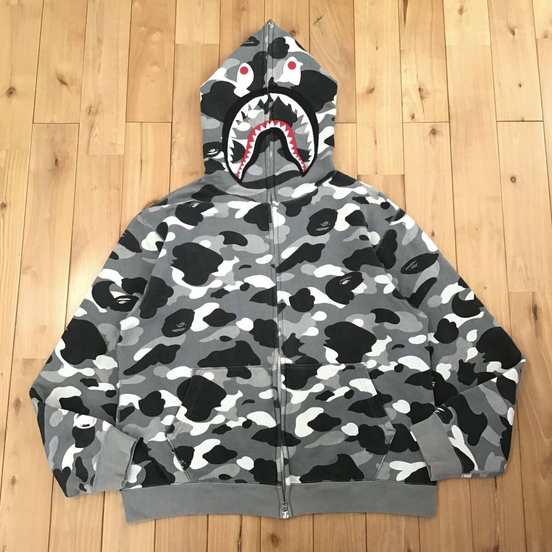 🔥NFS limited🔥 BAPE camo shark full zip hoodie a bathing ape