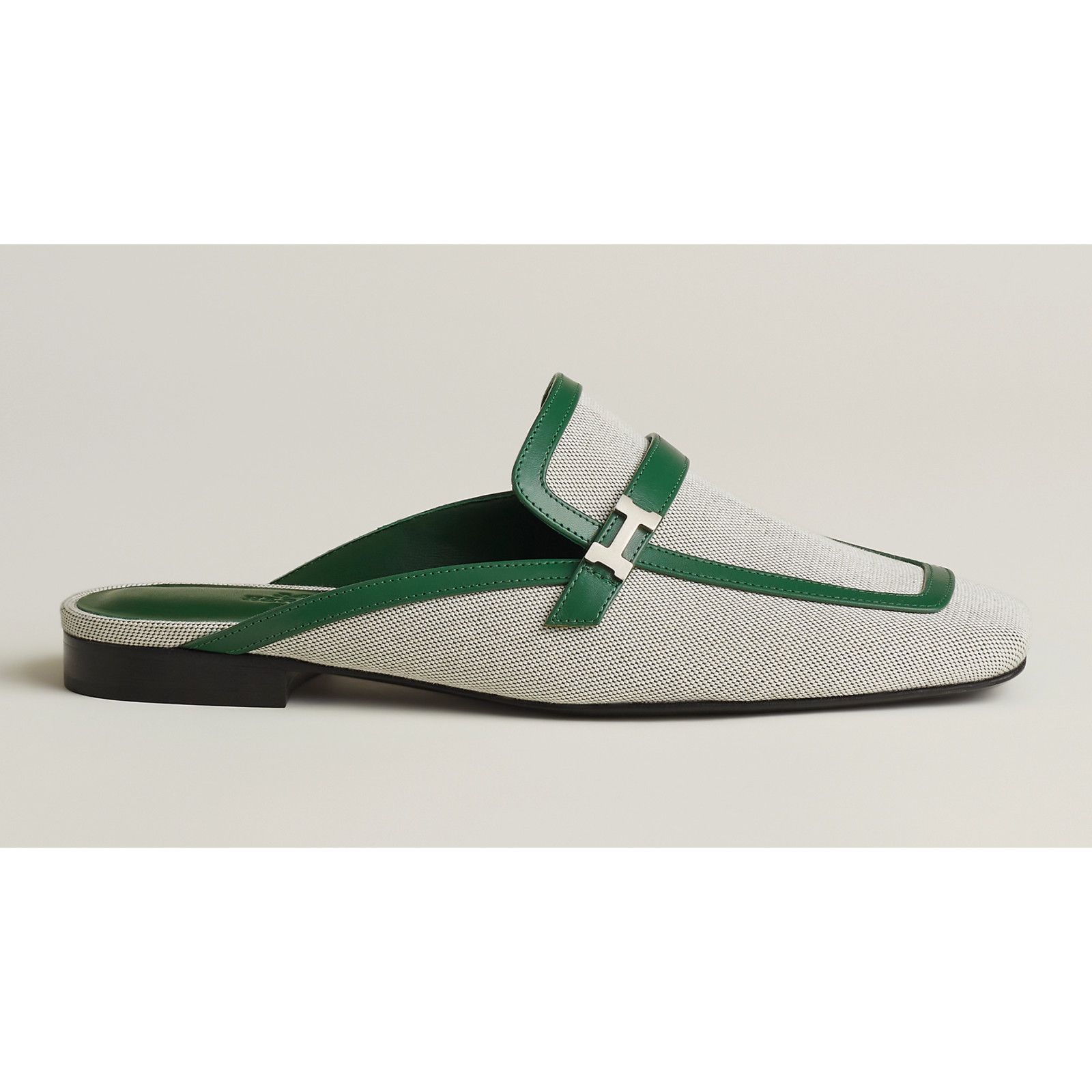 Hermes Groupie Mule Cactus Canvas Backless Mule Slide Flat 37 Size US 7 / IT 37 - 4 Thumbnail