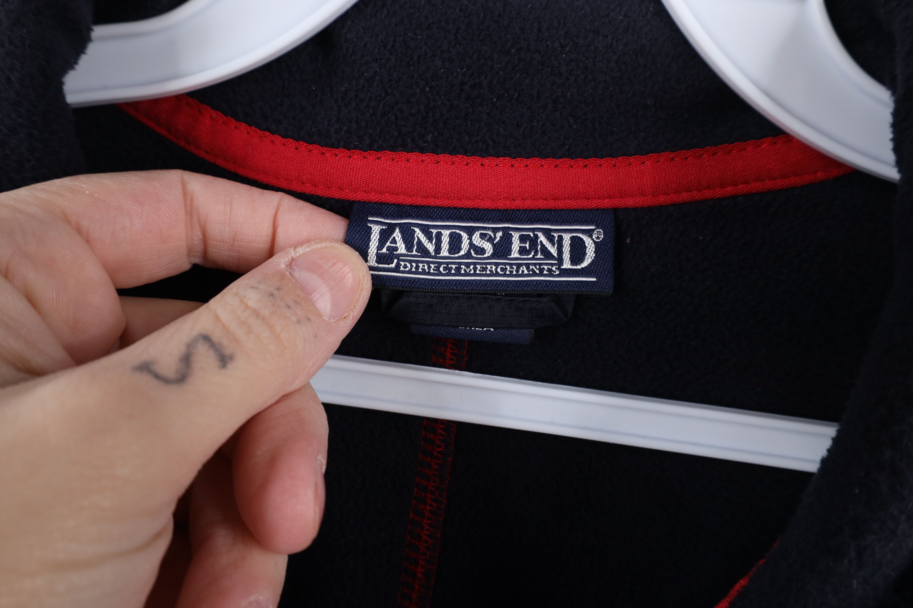 Lands' End × Vintage Vintage 90s Lands End Faded Blank Full Zip Fleece Jacket Red Size US M / EU 48-50 / 2 - 7 Thumbnail