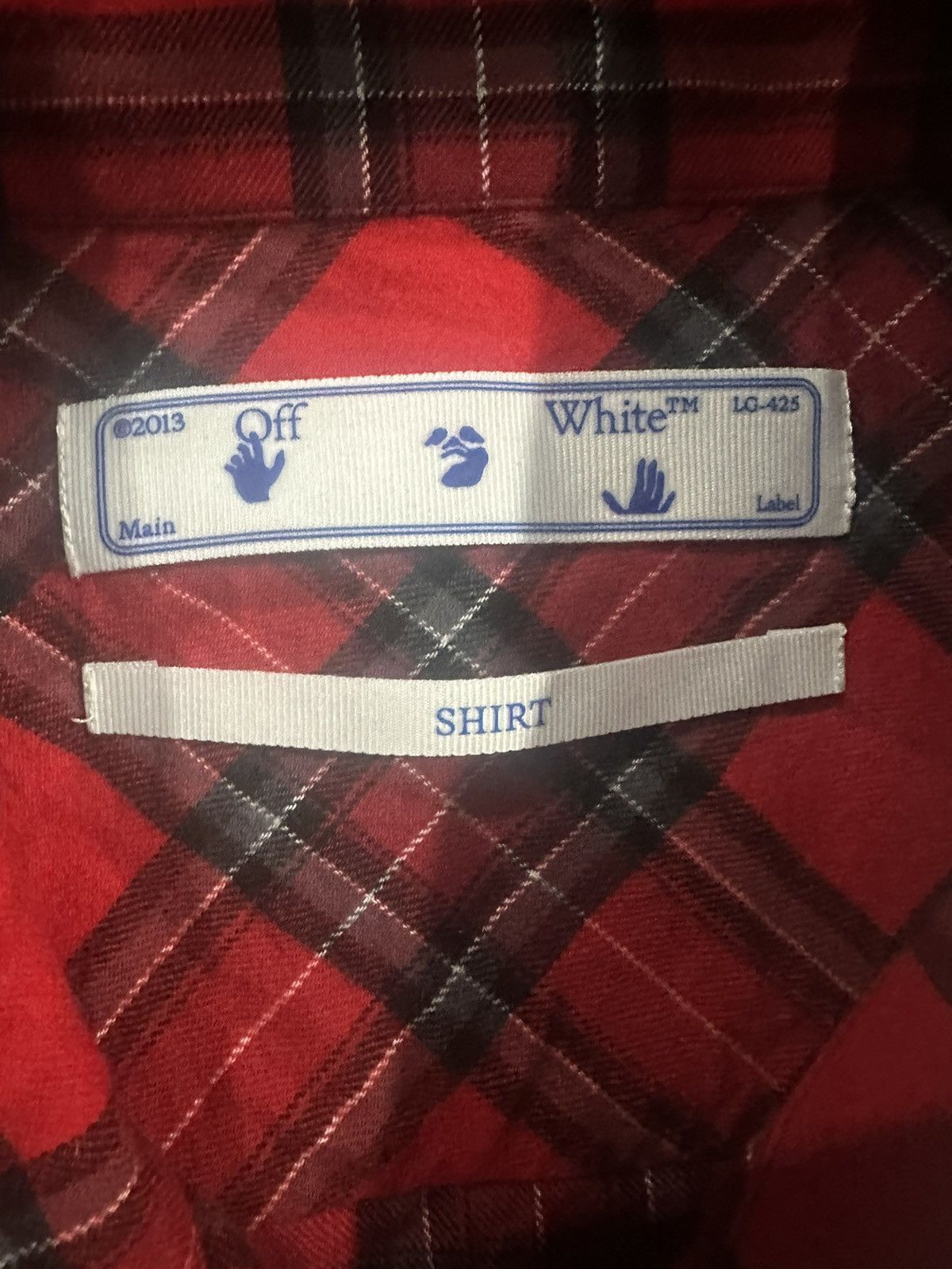 OFF-WHITE RED DIAG CHECKED FLANNEL SHIRT