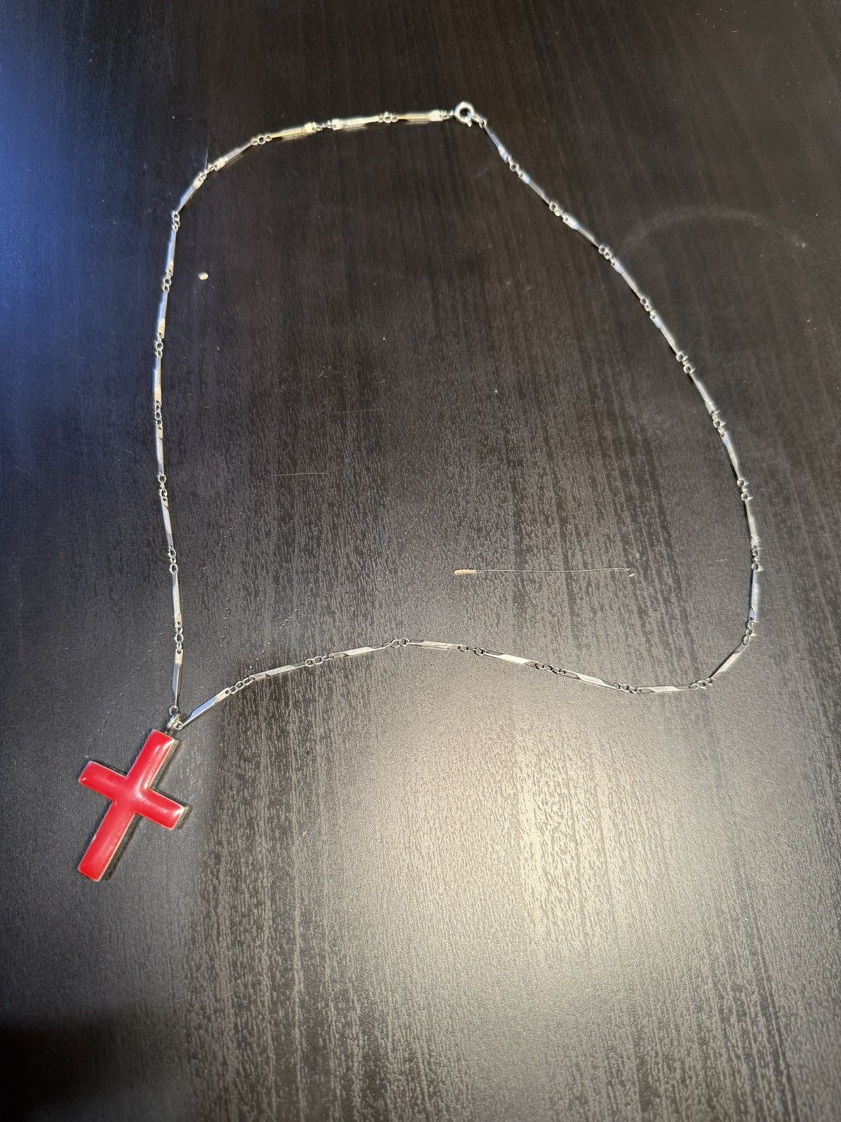 Pre-owned Undercover 97aw Red Cloissone Cross Necklace