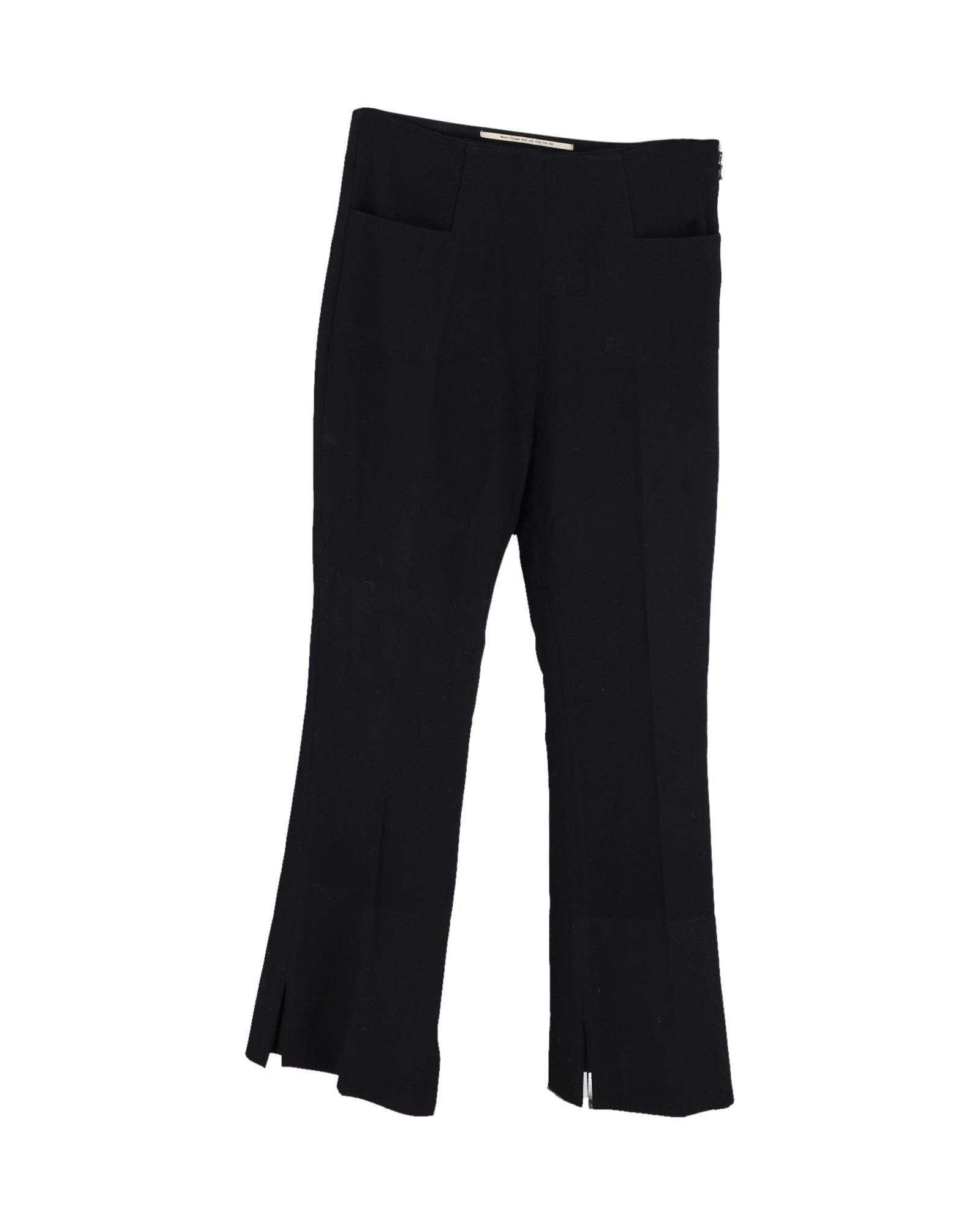 image of Roland Mouret Black Cotton Straight-Leg Trousers With Squared Side Pockets, Women's (Size 28)