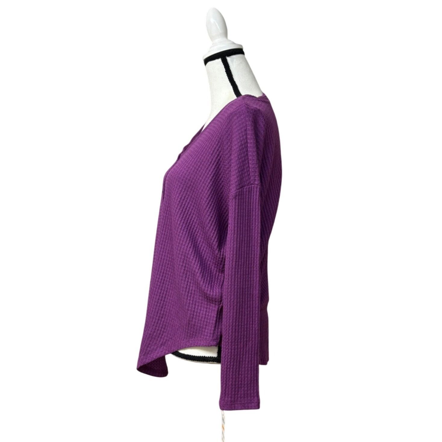 Style & Co Style & Co Women’s Knit Tie Hem Thermal Button up Top, Vivid Size S / US 4 / IT 40 - 4 Thumbnail