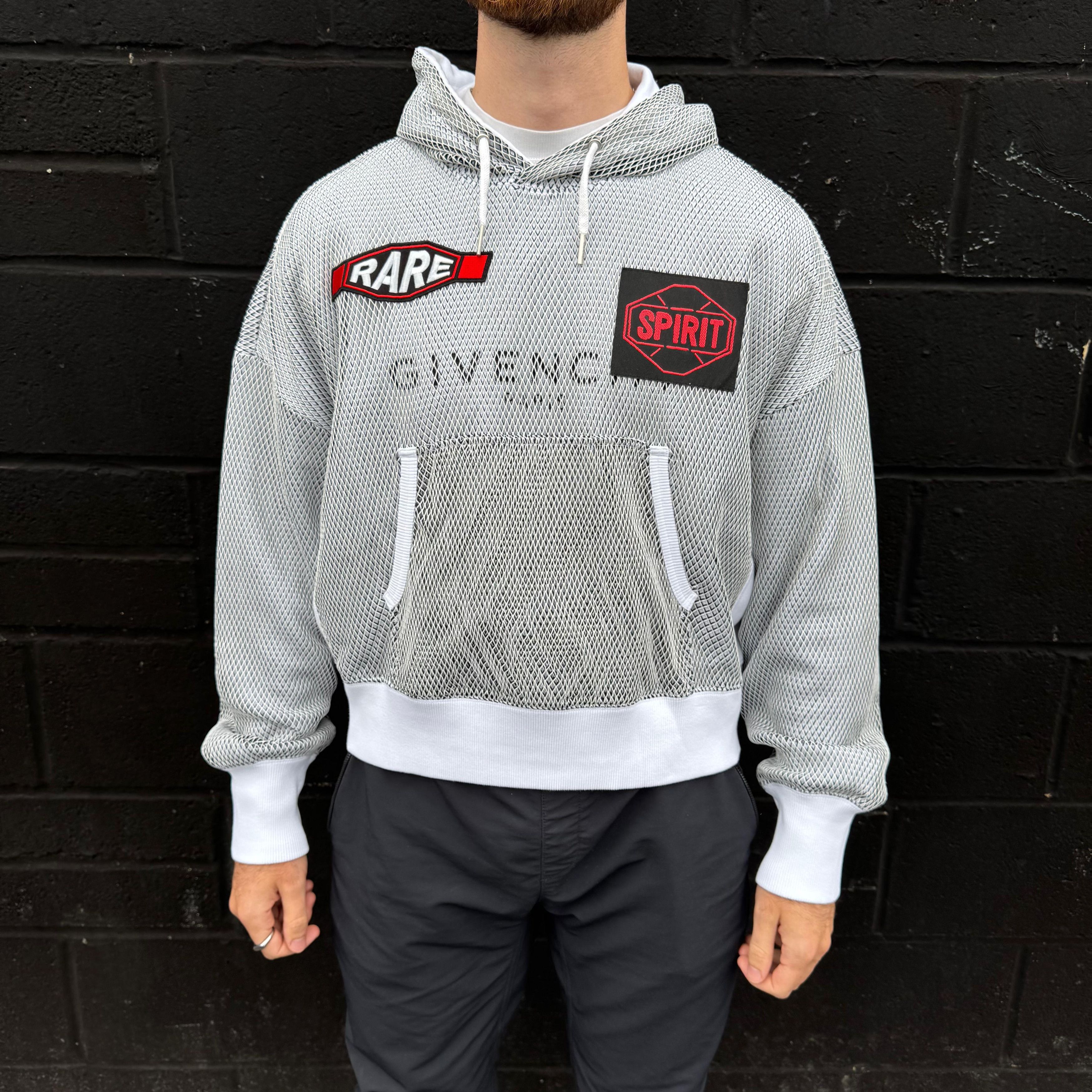 Givenchy White Rare Logo Patches Mesh Overlay Hoodie Size US M / EU 48-50 / 2 - 2 Thumbnail
