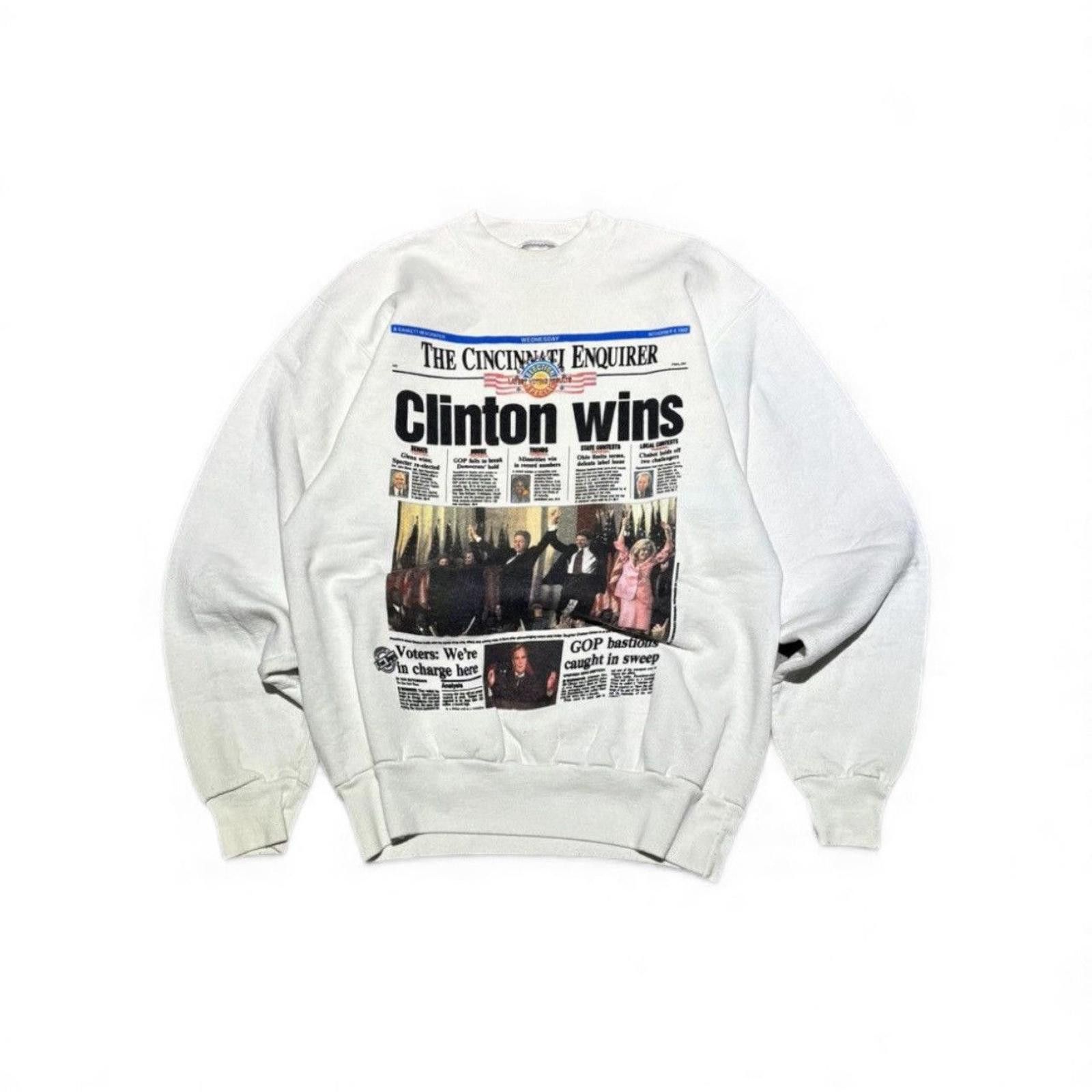 Vintage Vintage Cincinnati Enquirer “Clinton Wins” Crewneck Size US L / EU 52-54 / 3 - 1 Thumbnail