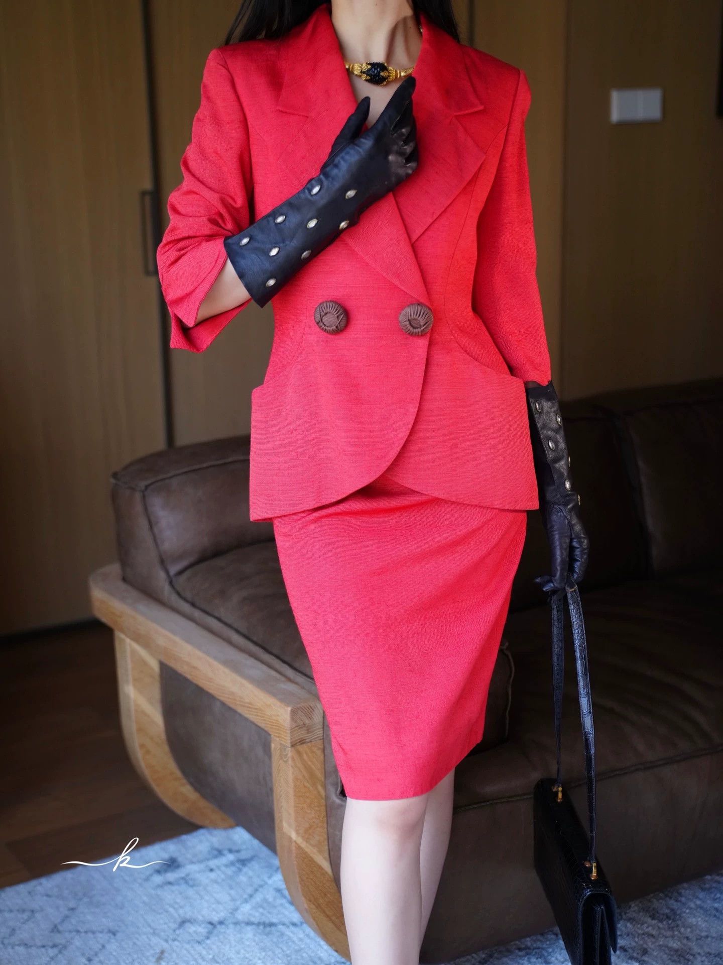 Dior Vintage Dior 1994 SS Runway Silk Red Suit Skirt Set Fr38 S/M Size S / US 4 / IT 40 - 7 Thumbnail