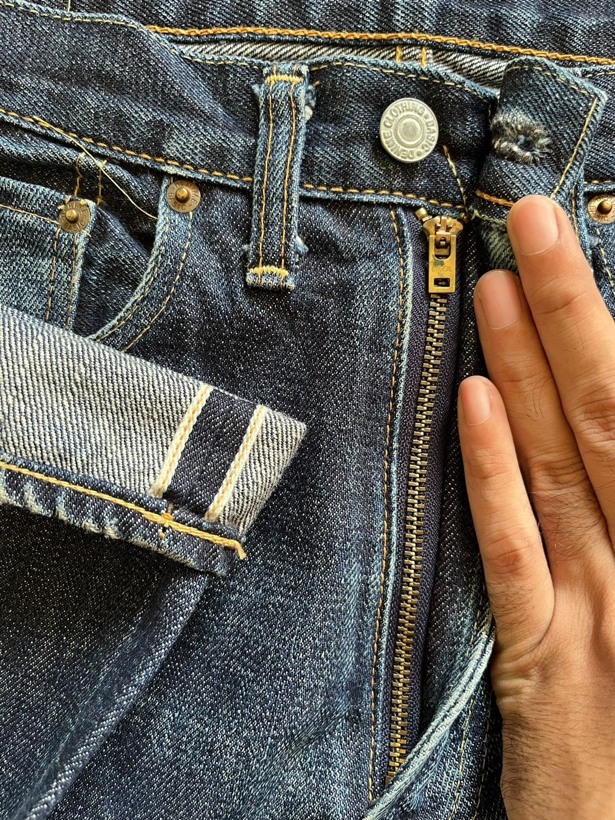 Denime Vintage Japanese Denime Selvedge Blue Wash Loose Jeans Size US 31 - 4 Thumbnail