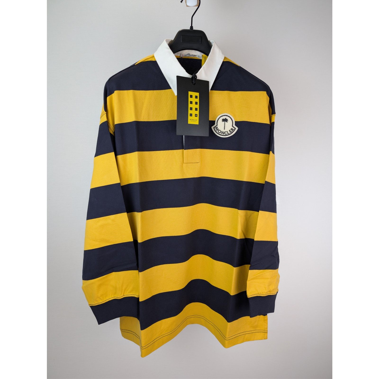 Moncler × Palm Angels o1rshd1 Striped Cotton Polo Shirt in Yellow / Blue Size US L / EU 52-54 / 3 - 2 Thumbnail