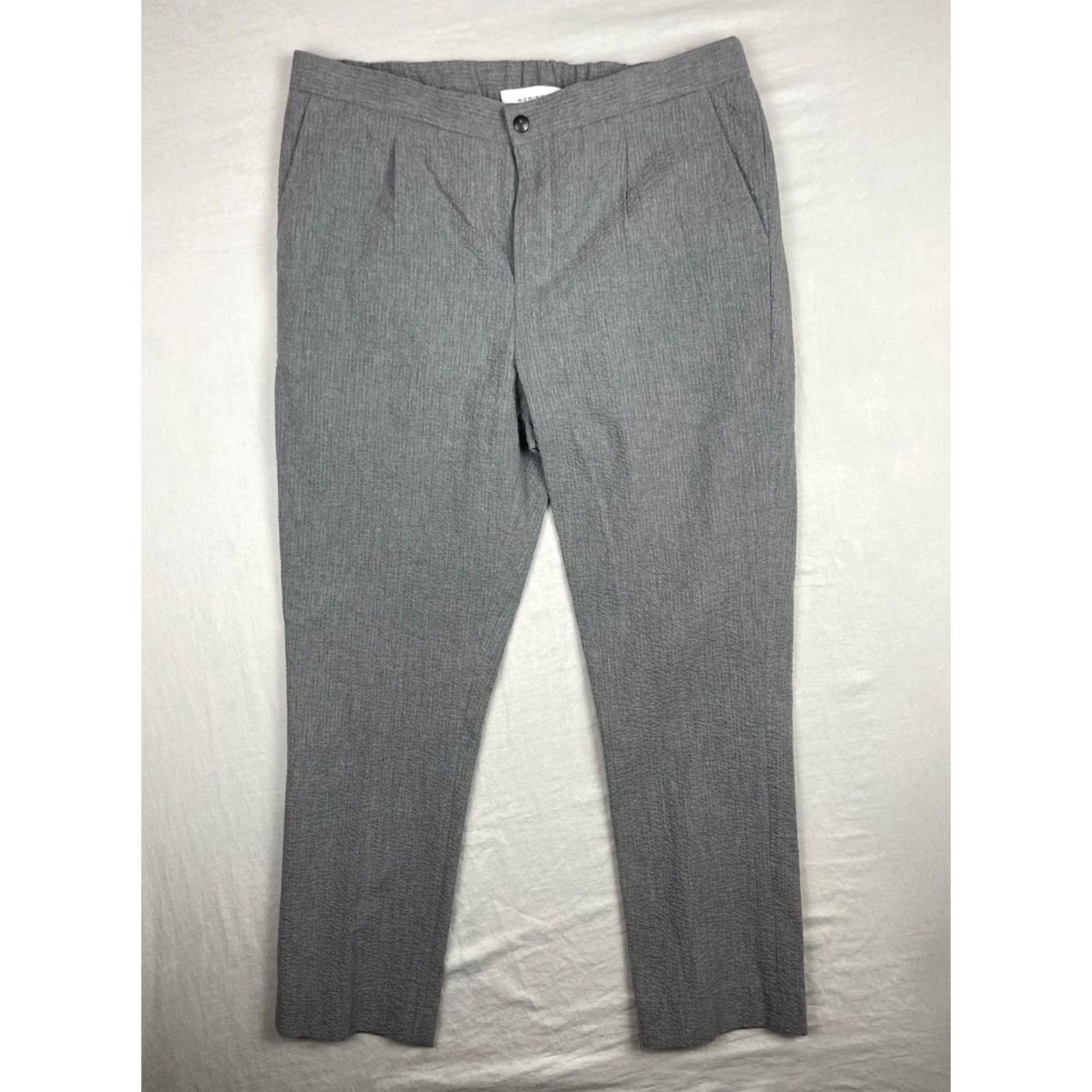 Vintage Nominee Pants Men 34 fits 34x30 Seersucker Casual Designer Slacks Pleated Gray Size US 34 / EU 50 - 2 Thumbnail