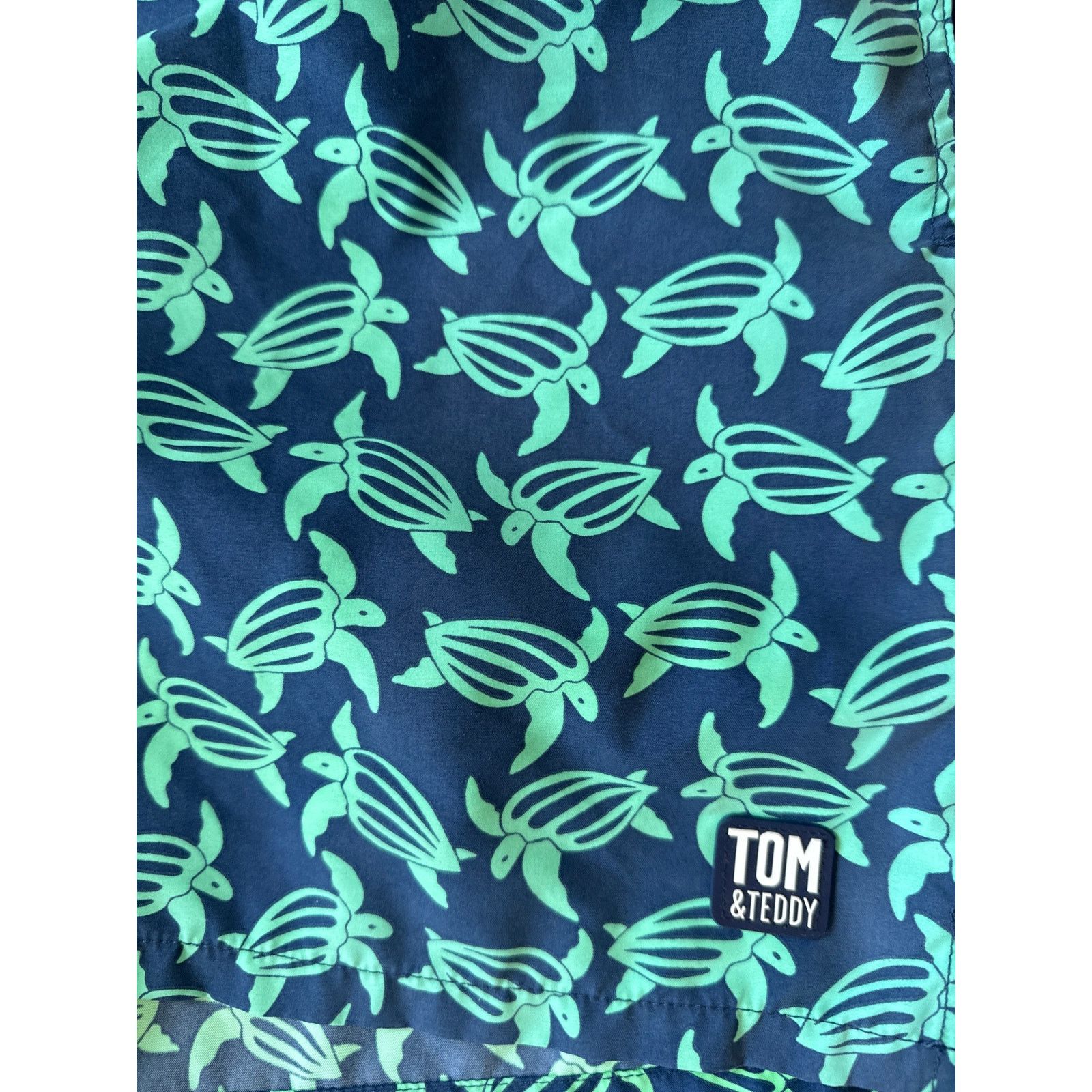 Other Tom & Teddy Mens Swim Trunks Blue with Green Turtles Size US 34 / EU 50 - 3 Thumbnail