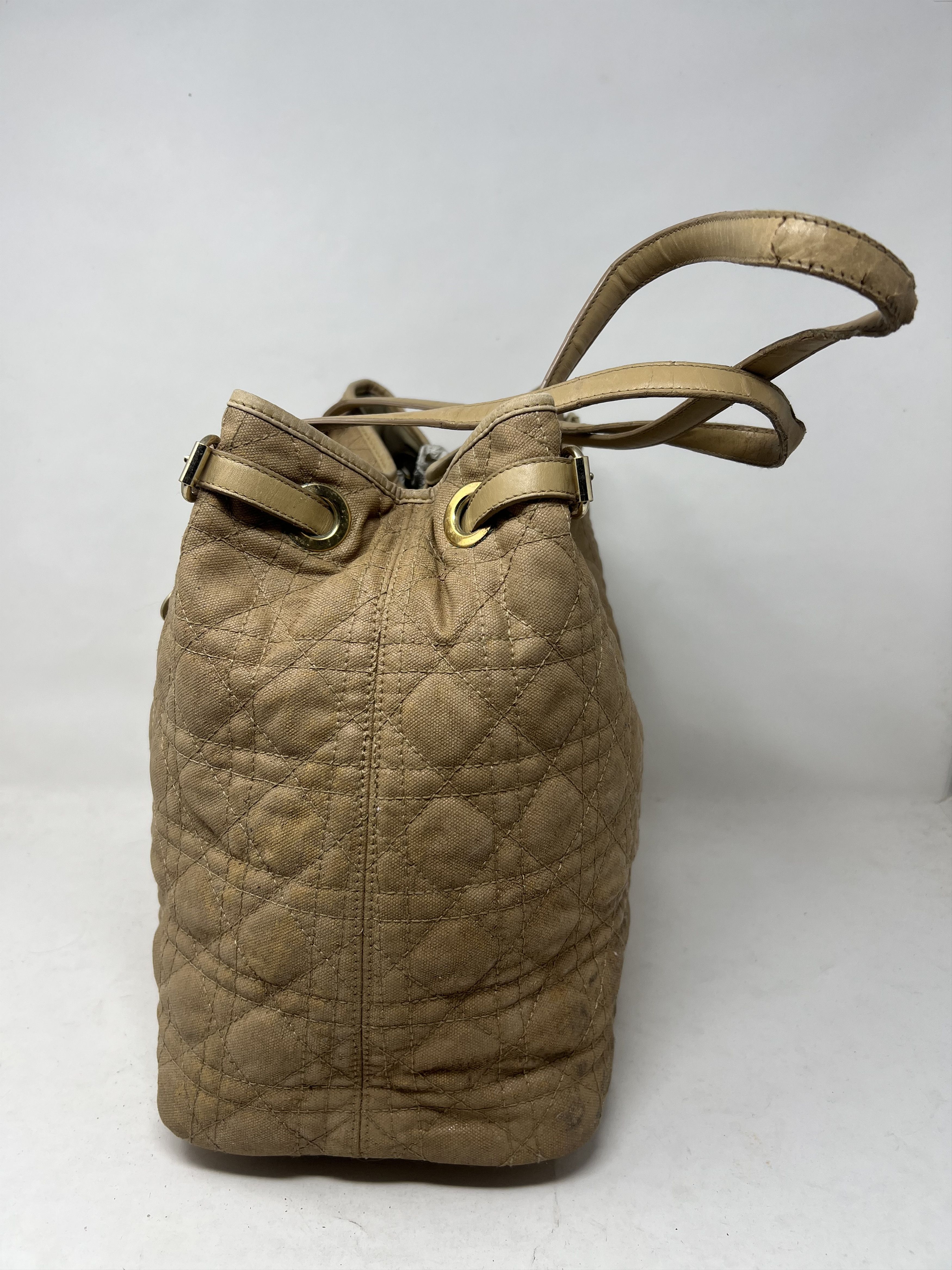 Christian Dior Monsieur Christian Dior Panarea Cannage Quilted Canvas Tote Size ONE SIZE - 3 Thumbnail