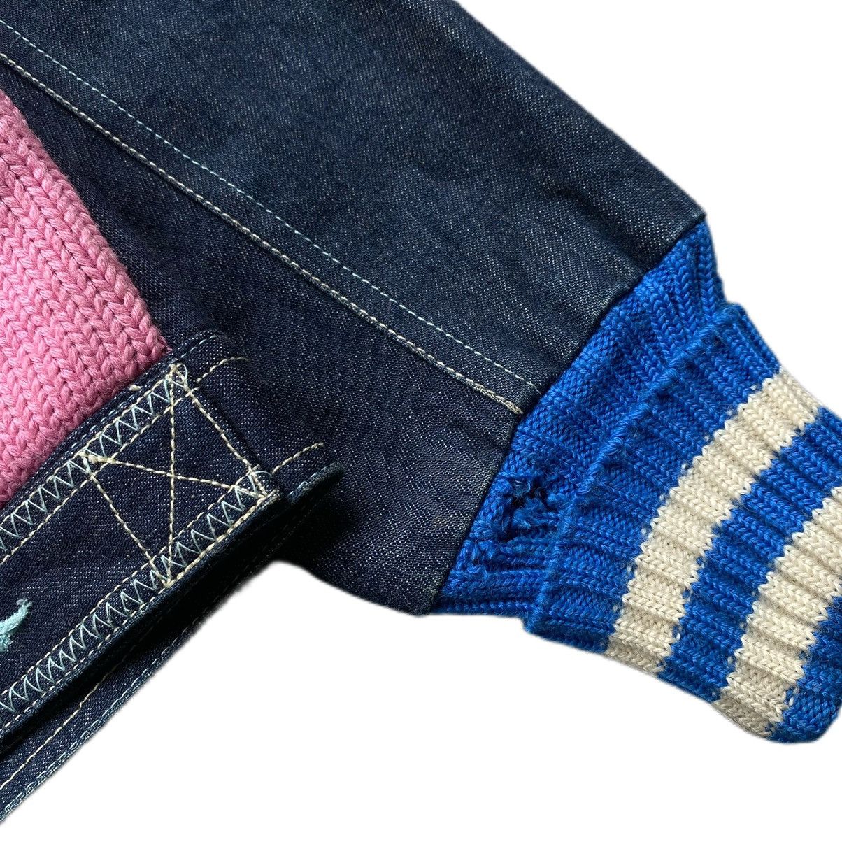 Angel Blue × Hysteric Glamour × Japanese Brand Angel Blue 2000s - Hybrid Knitted & Denim Jacket Size M / US 6-8 / IT 42-44 - 13 Thumbnail