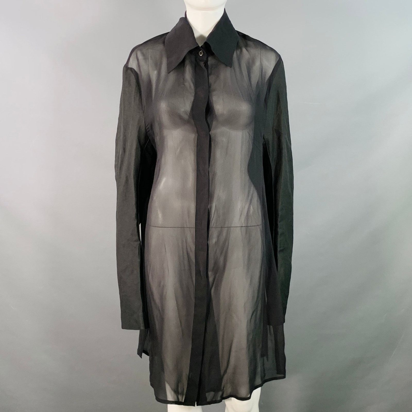 Ann Demeulemeester ANN DEMEULEMEESTER S Black Linen Blend Layered Trench Coat Size XS / US 0-2 / IT 36-38 - 2 Thumbnail