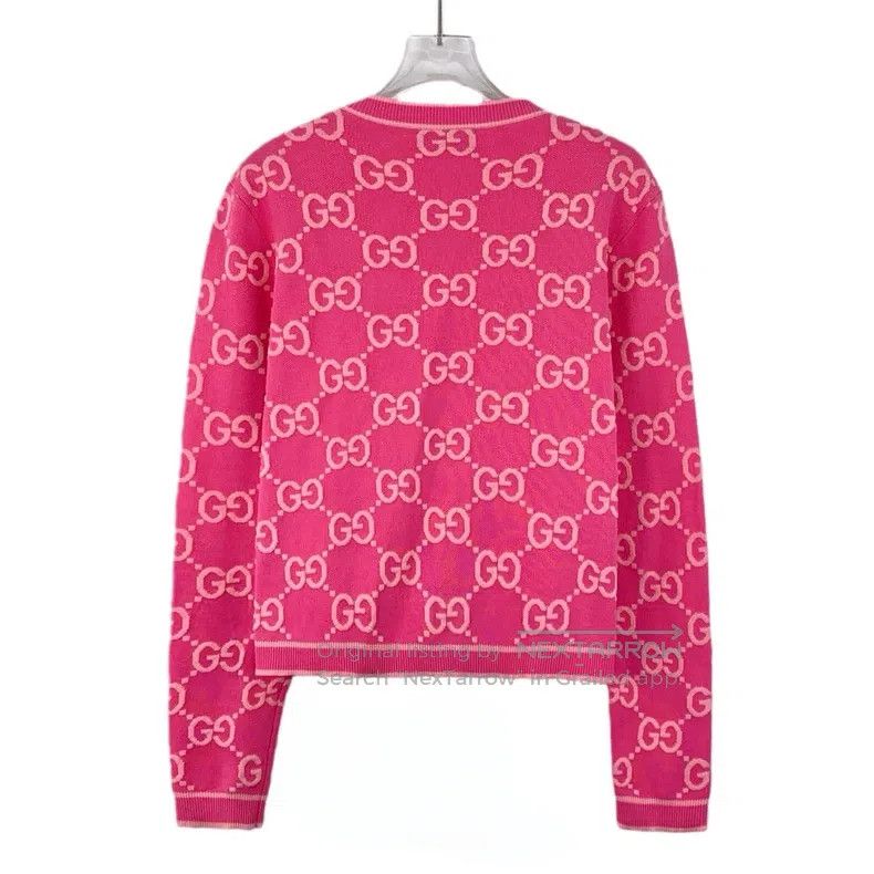 Gucci Gucci Pink logo jacquard full-print cotton round-neck sing Size L / US 10 / IT 46 - 2 Thumbnail