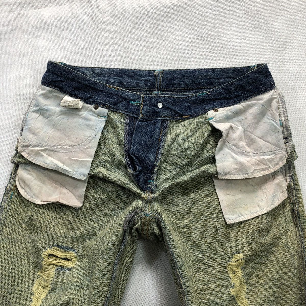 20471120 Double Waist Claw mark Flare Distressed Denim Pant Size US 29 - 19 Thumbnail