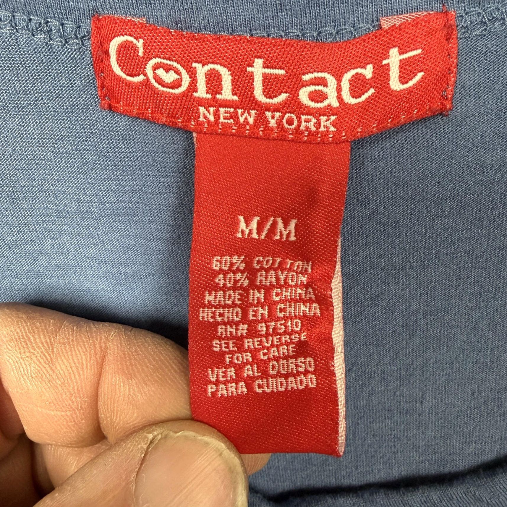 Vintage Contact New York Dress M Women Blue Solid Knee-Length Cotton Blend Jersey Cap Sleeve Scoop Neck Casual Size M / US 6-8 / IT 42-44 - 4 Thumbnail