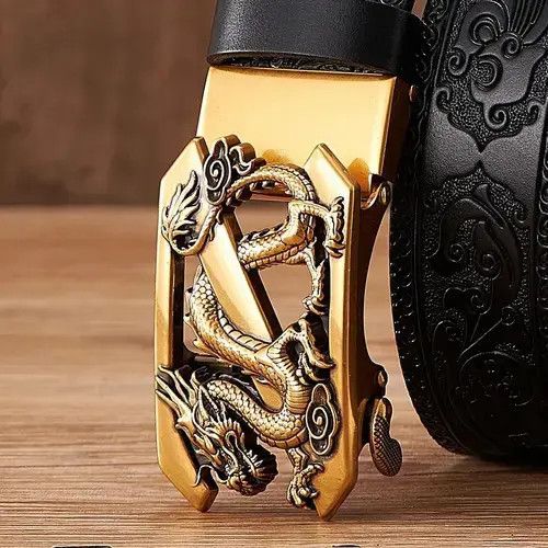 VIBE Embossing Retro Belt Cowhide Genuine Leather Dragon Size ONE SIZE - 4 Thumbnail