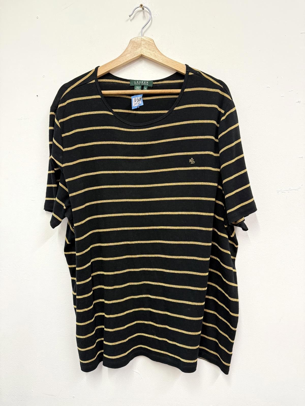 Lauren Ralph Lauren Lauren Ralph Lauren Black and Gold Striped T-Shirt 3X Size US XXL / EU 58 / 5 - 1 Thumbnail