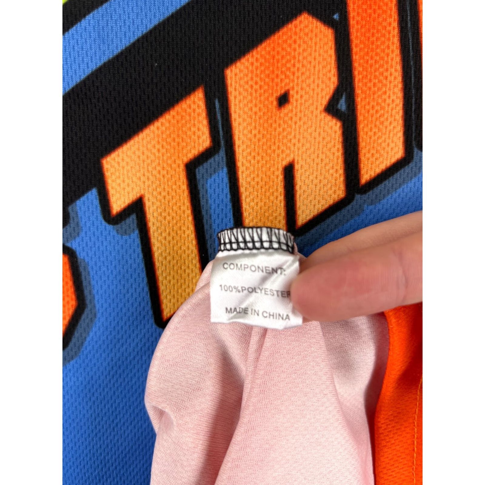 Vintage Guys Jersey Mens Large Blue Orange MX BMX Short Sleeve V-Neck Polyester Shirt Adult Large Orange Jersey logo Size US L / EU 52-54 / 3 - 4 Thumbnail