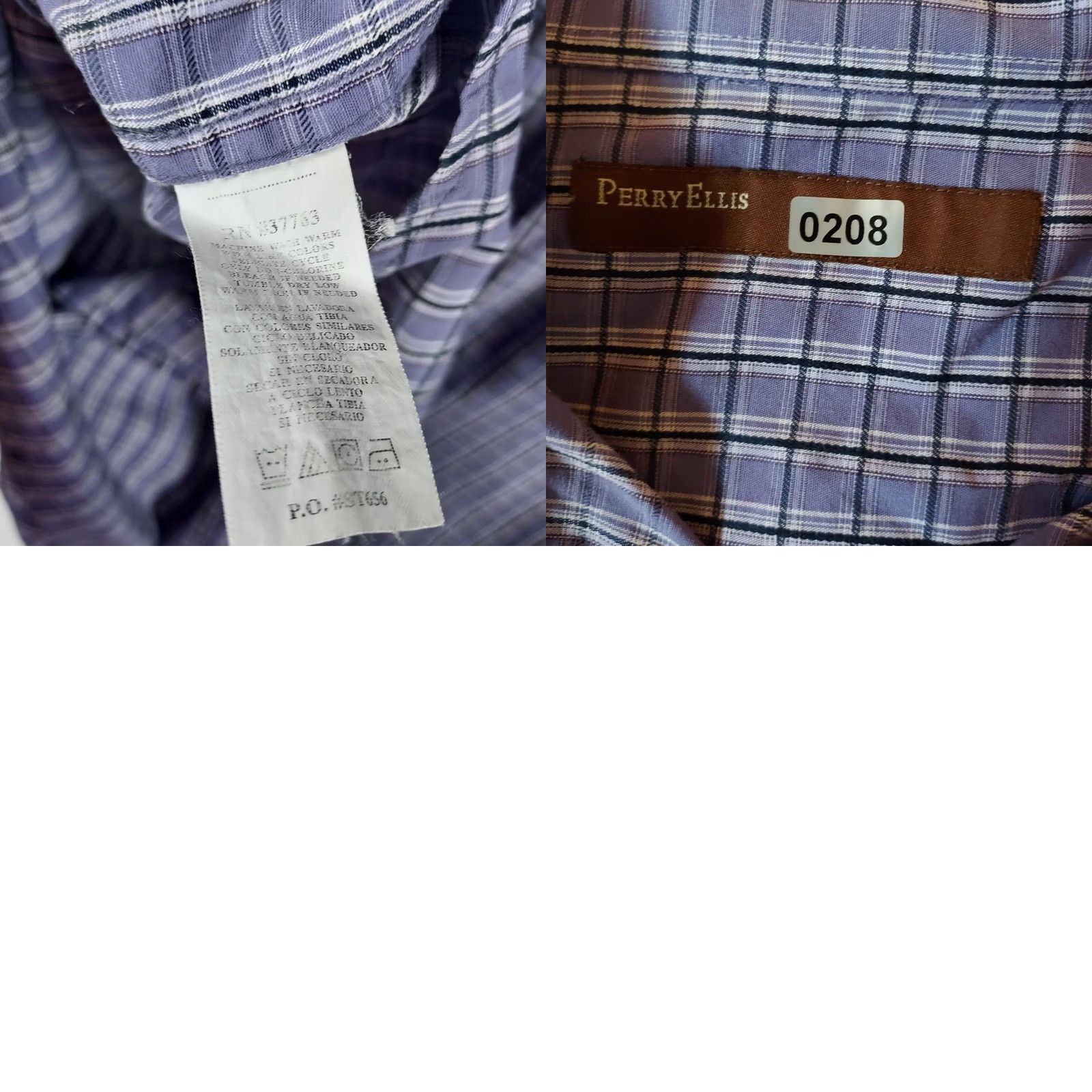 Perry Ellis Perry Ellis XL Men’s Plaid Button-Front Shirt Blue Long Sleeve Cotton Blend Casual Size US XL / EU 56 / 4 - 8 Thumbnail