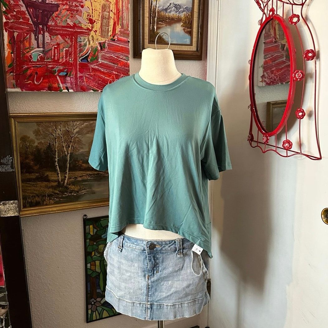 Other halara blue plain short sleeve high low shirt Size S / US 4 / IT 40 - 1 Thumbnail
