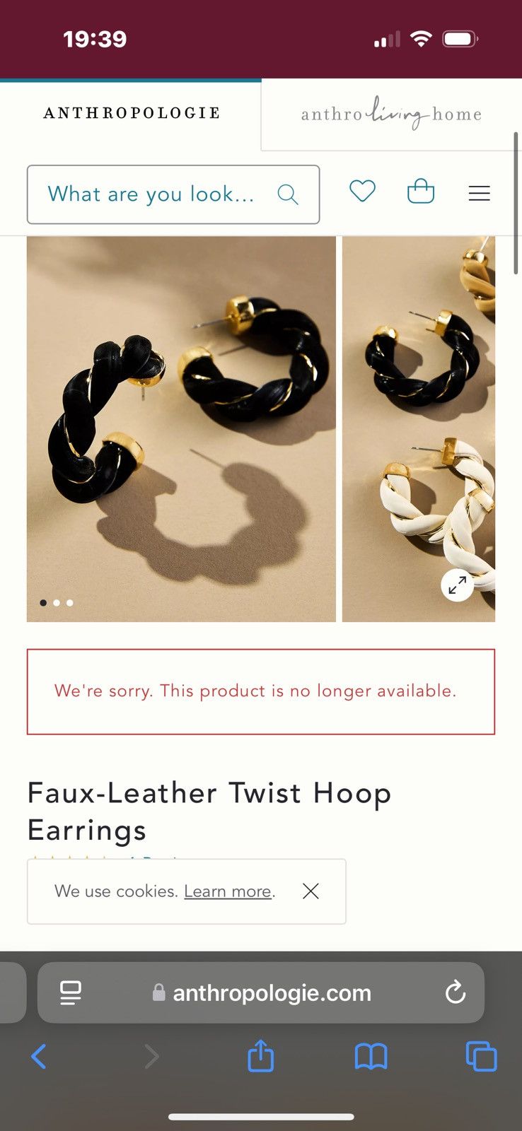 Anthropologie Anthropologie Faux-Leather Twist Hoop Earrings Size ONE SIZE - 4 Thumbnail