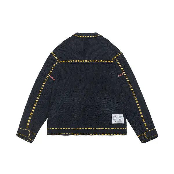 Vintage Contrast Stitch Knitted Sweater Jacket - Patch Pockets Size US M / EU 48-50 / 2 - 3 Thumbnail