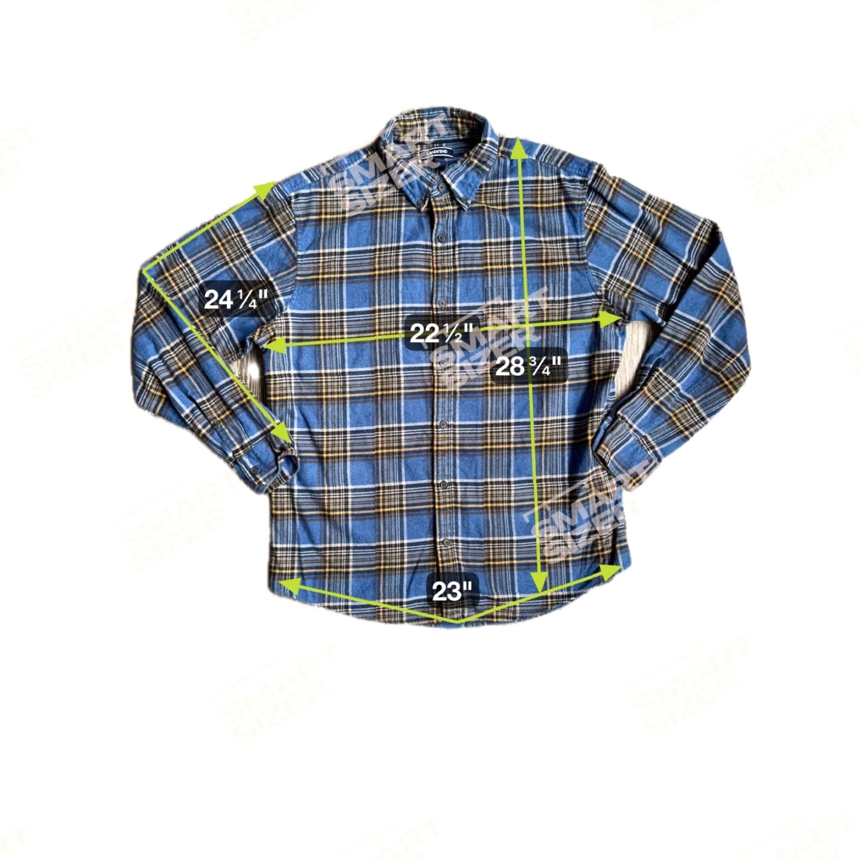Lands' End Lands' End Flannel Shirt Mens L Plaid Blue Yellow Button-Down Collar Long Sleeve Cotton Thick Size US L / EU 52-54 / 3 - 2 Thumbnail