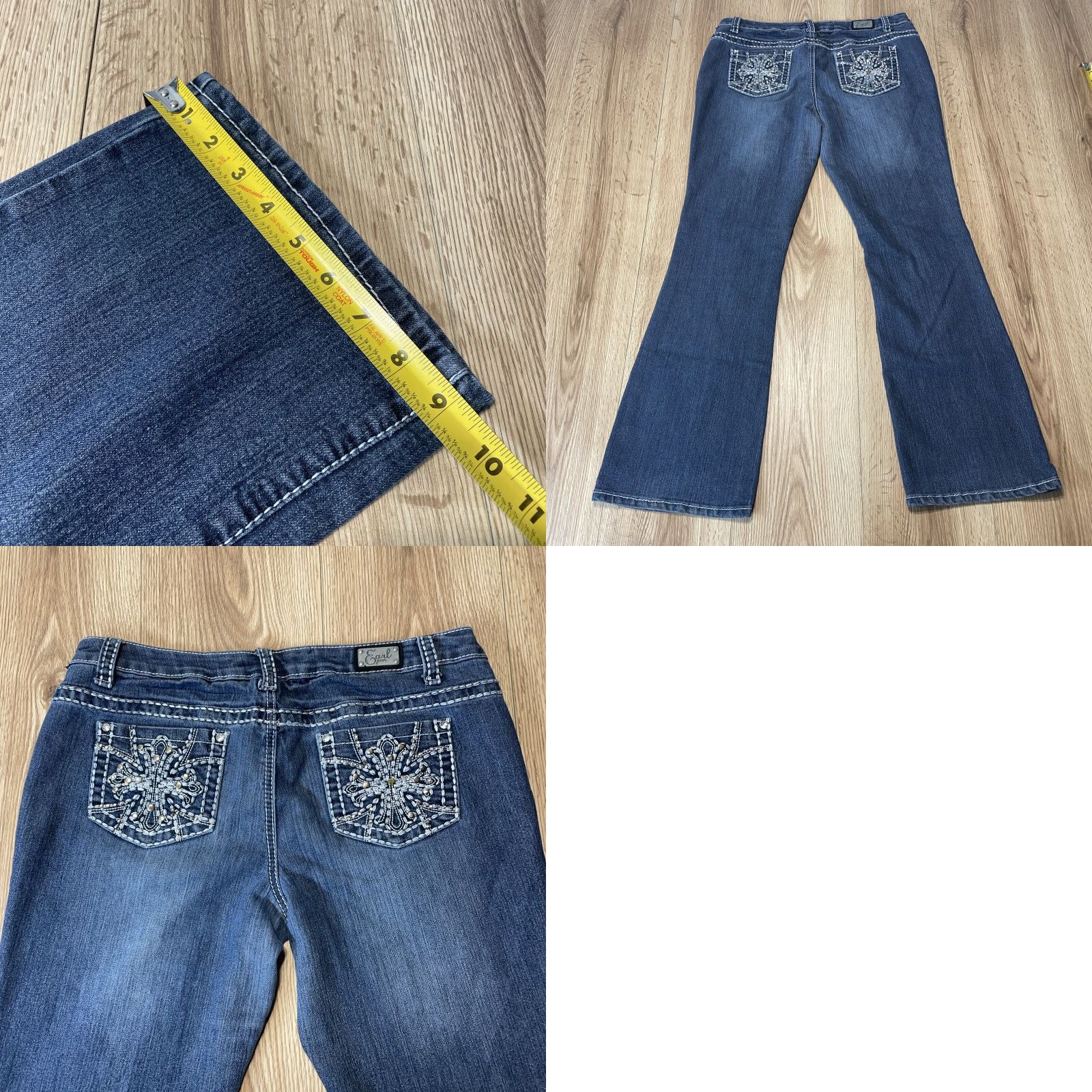 Vintage EARL Denim Jeans Size 13 Juniors Straight Blue Embossed Pockets Womens Size 34" / US 12 / IT 48 - 8 Thumbnail