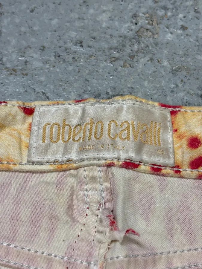 Designer × Roberto Cavalli × Vintage 2000s Roberto Cavalli Beige & Red Glamour Skirt Size 28" / US 6 / IT 42 - 7 Thumbnail
