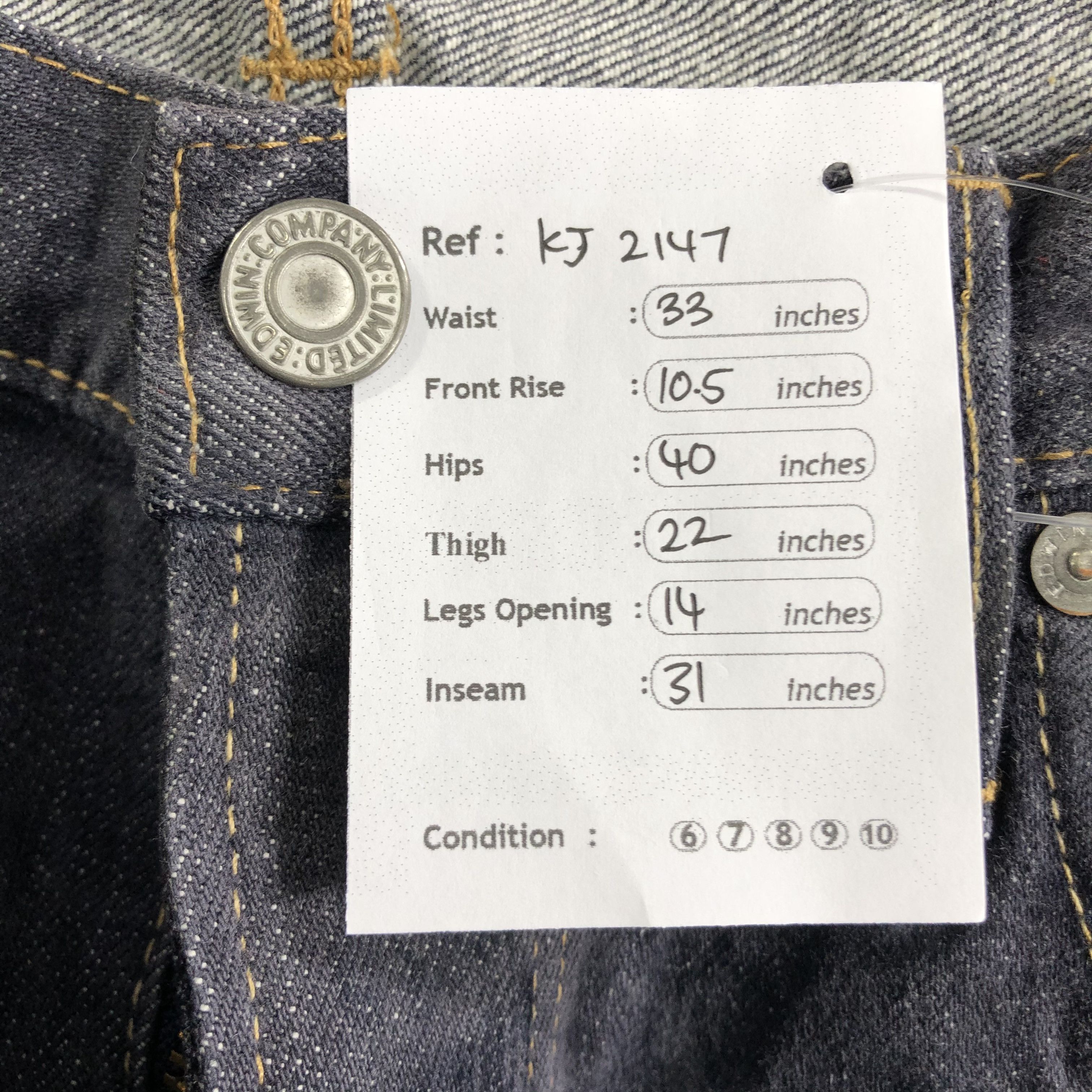 Edwin Vintage Edwin Redline Jeans Selvedge Denim KJ2147 Size US 31 - 12 Thumbnail