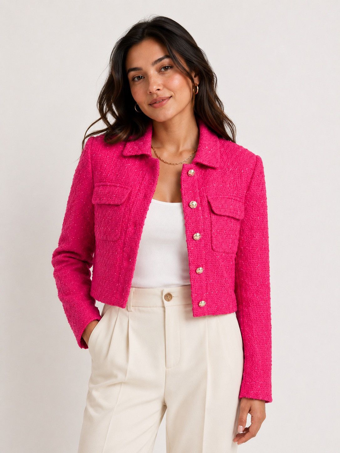 Rachel Zoe 🎉LAST CHANCE🎉 RACHEL ZOE Solid Boucle Crop Jacket Size M / US 6-8 / IT 42-44 - 1 Thumbnail