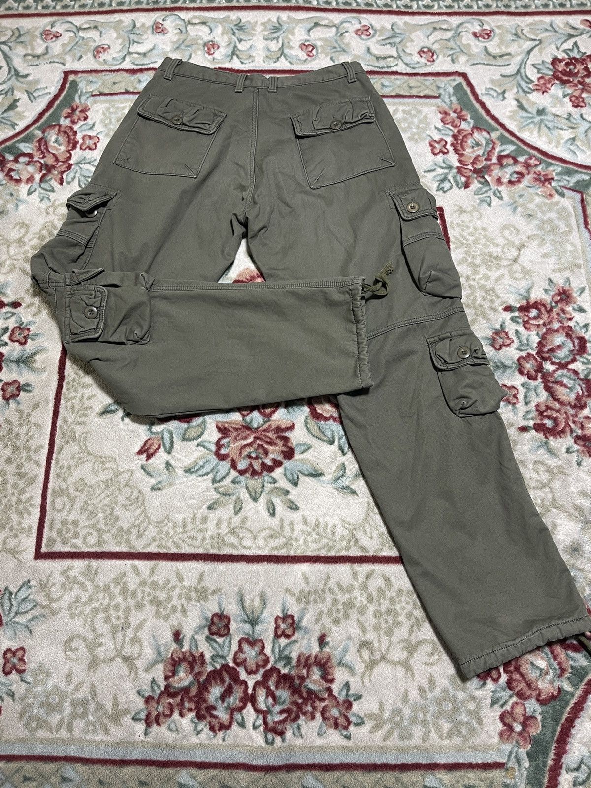 Japanese Brand Green olive Multipoket Cargo pants Y2k Baggy Size US 32 / EU 48 - 2 Thumbnail