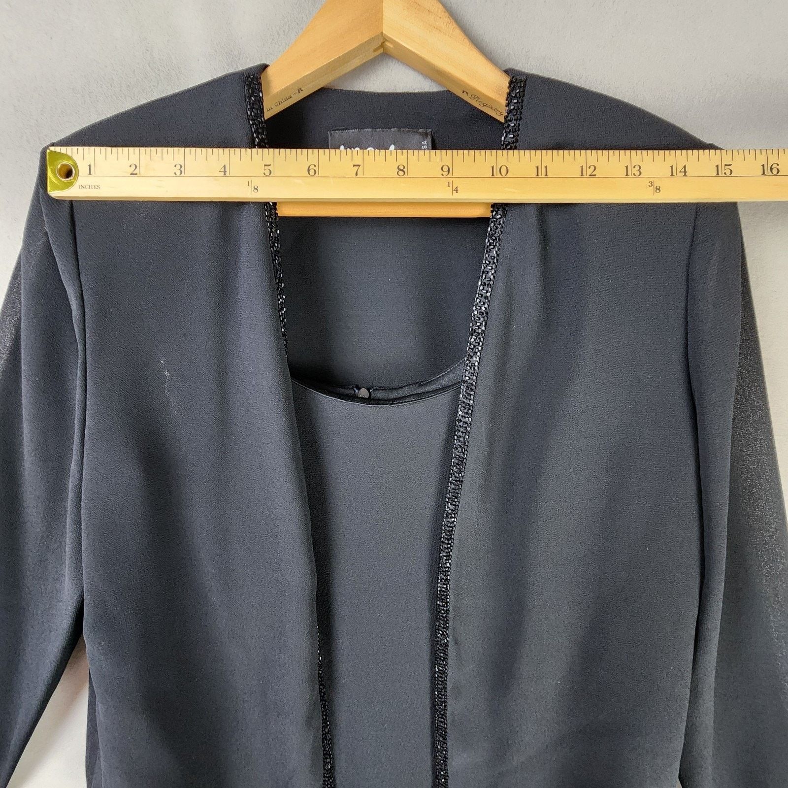 Other Ursula of Switzerland Formal Dress & Jacket 10P Black Beaded Size L / US 10 / IT 46 - 6 Thumbnail
