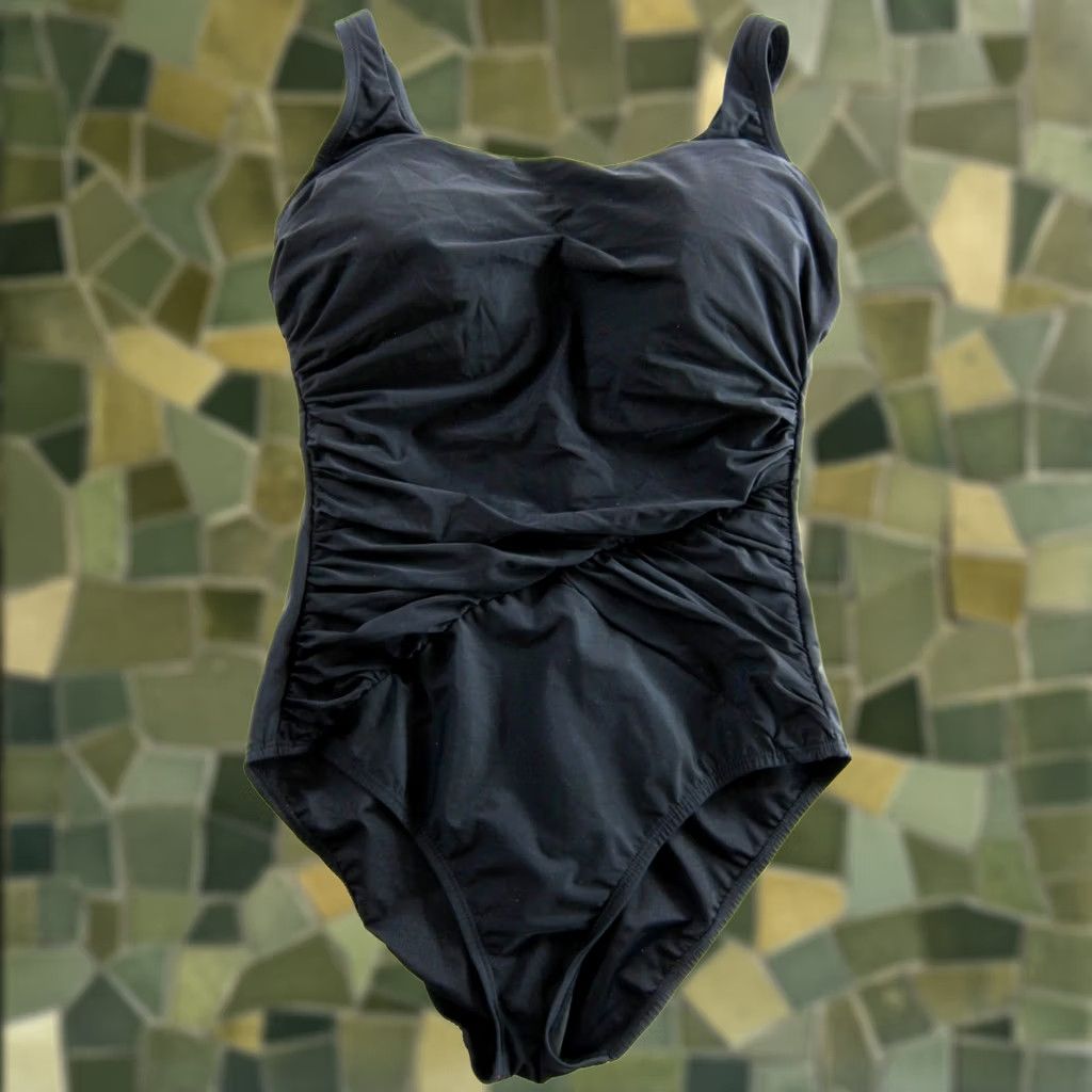 Lands' End Lands' End Black Ruched Built In Bra Slimming One Piece Swimsuit 8DDD Womens Navy? Size ONE SIZE - 1 Thumbnail