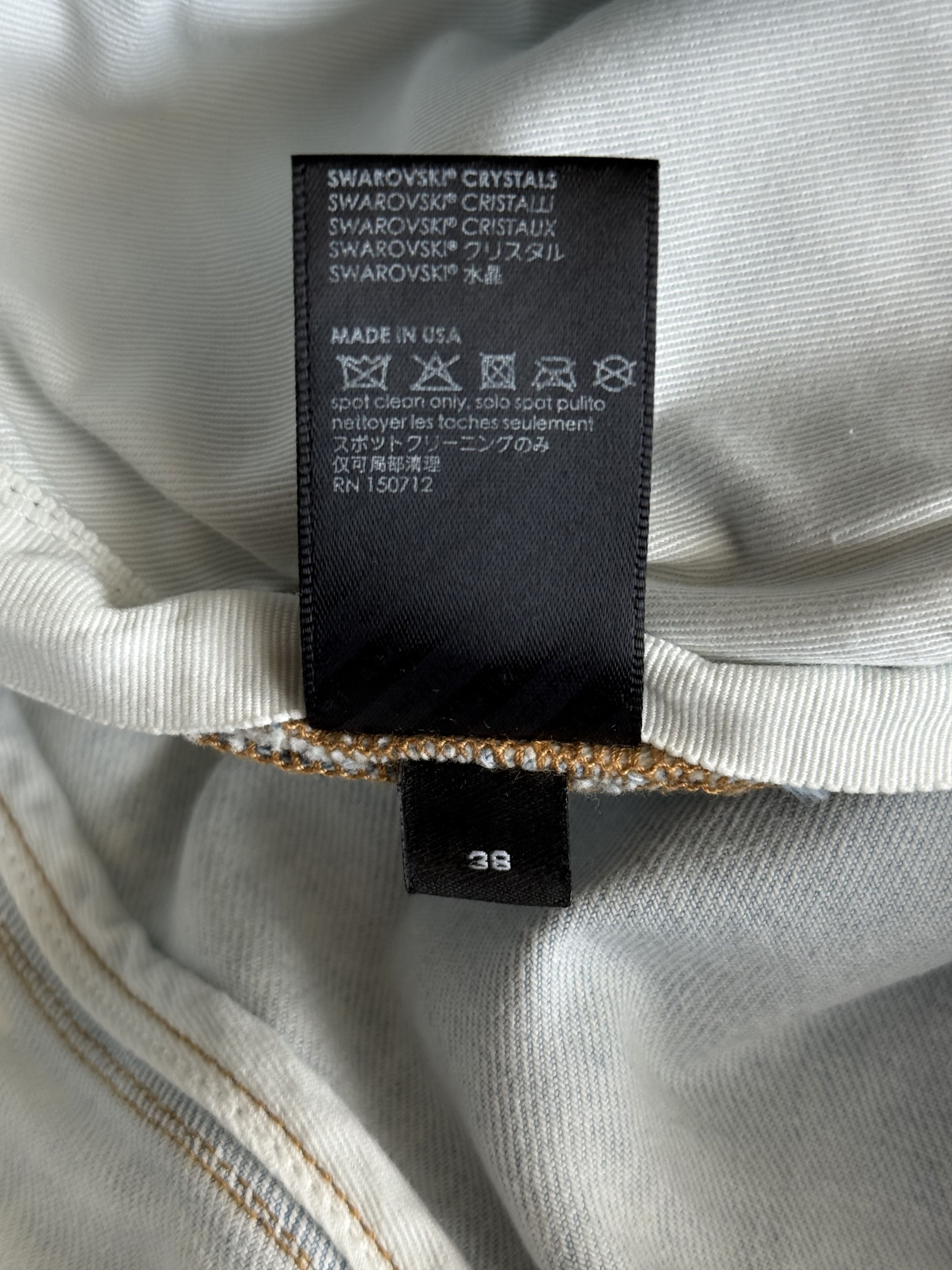Amiri Amiri Bleached Indigo & Crystal Applique Logo Jeans Size US 33 - 5 Thumbnail