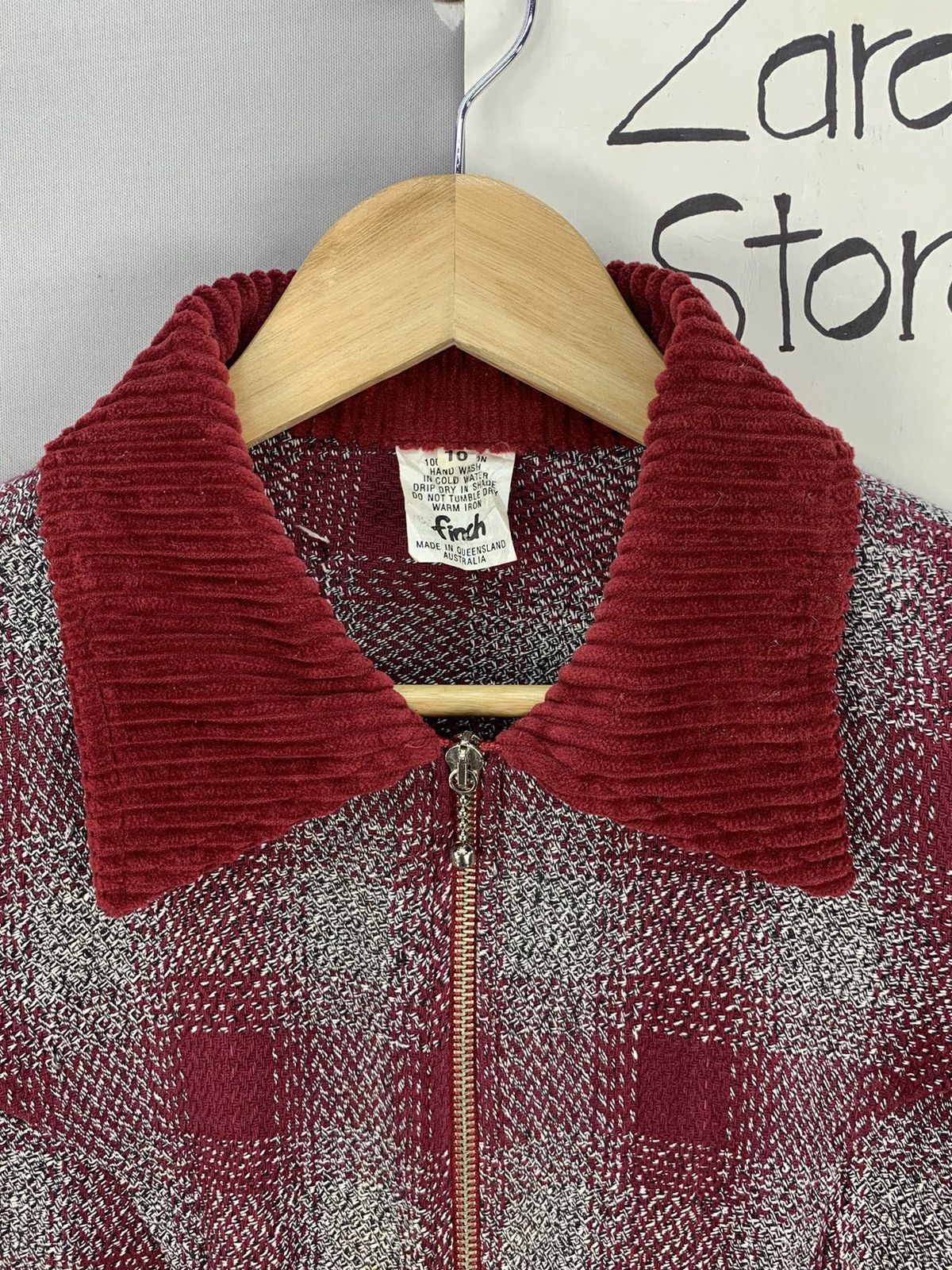 Aran Isles Knitwear Vintage Finch Australia Corduroy Collar Zipper Jacket Size XXS / US 00 / IT 34 - 9 Thumbnail