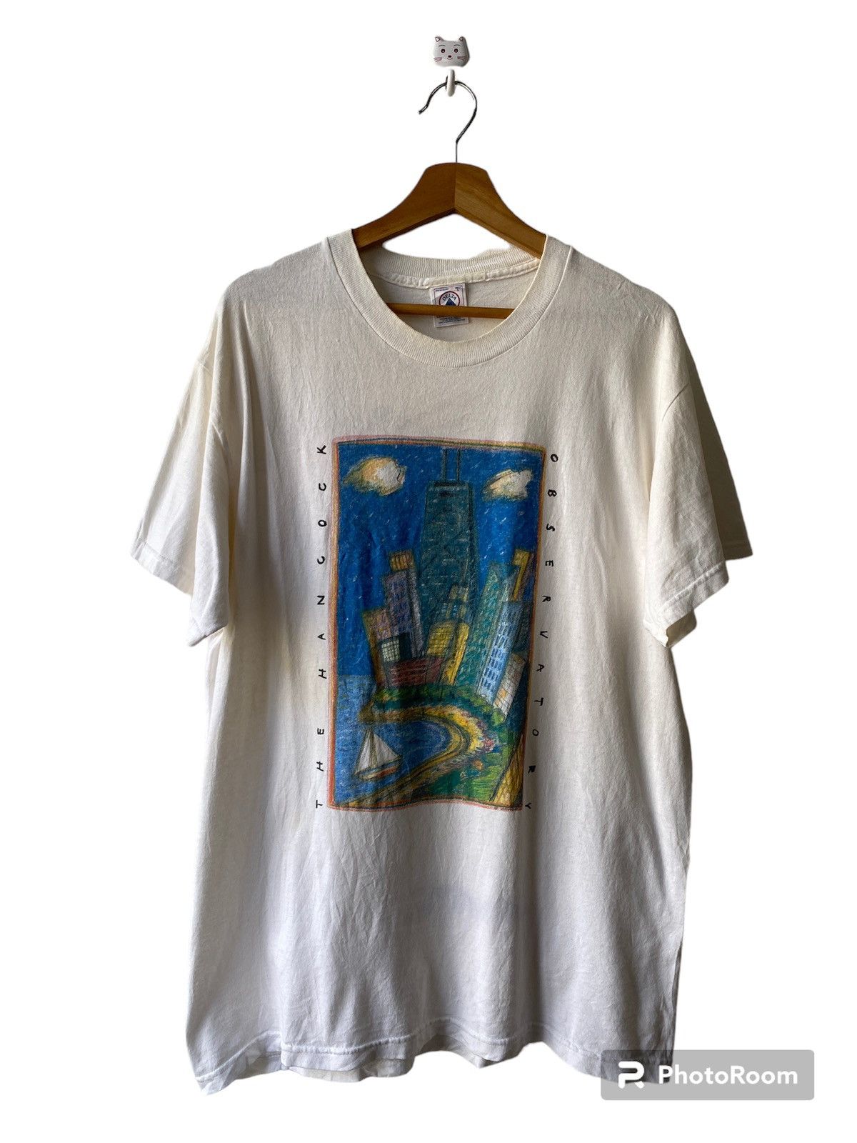 Art Comes First × Vintage 1990s - The Hancock Observatory Art T Shirt Size US L / EU 52-54 / 3 - 1 Thumbnail