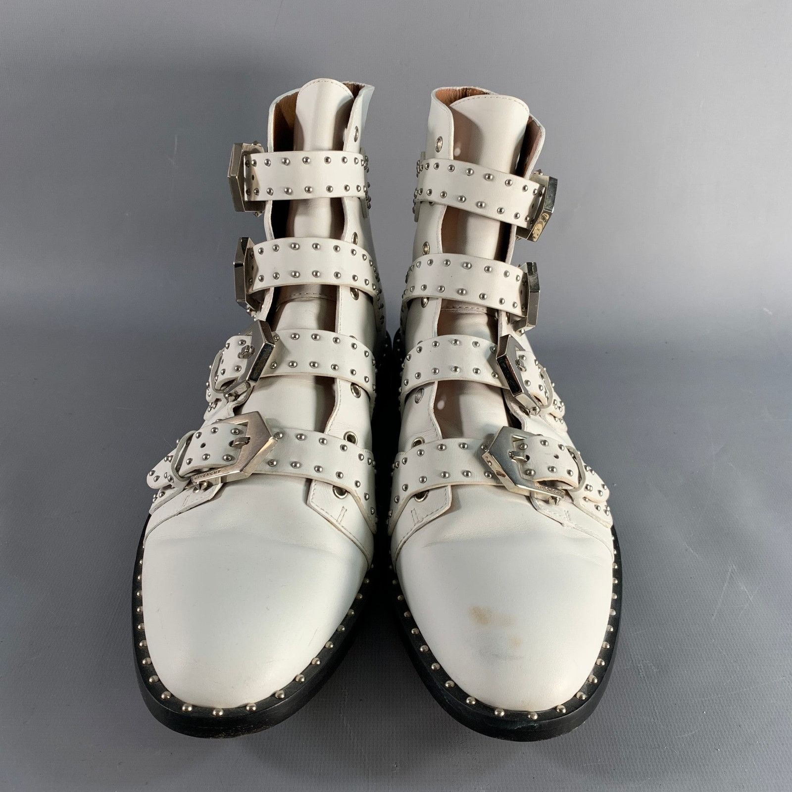 Givenchy GIVENCHY Size 8 White Studded Leather Belted Boots Size US 8 / EU 41 - 4 Thumbnail