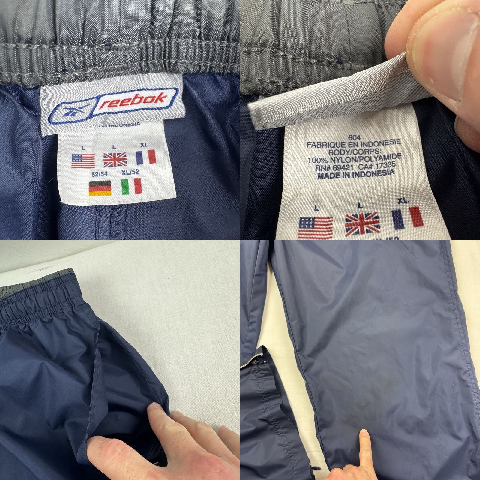 Reebok VINTAGE Reebok Track Pants Mens L Drawstring Athletic USA 90s Y2K Blue Nylon Baggy Short Description Size US 33 - 8 Thumbnail