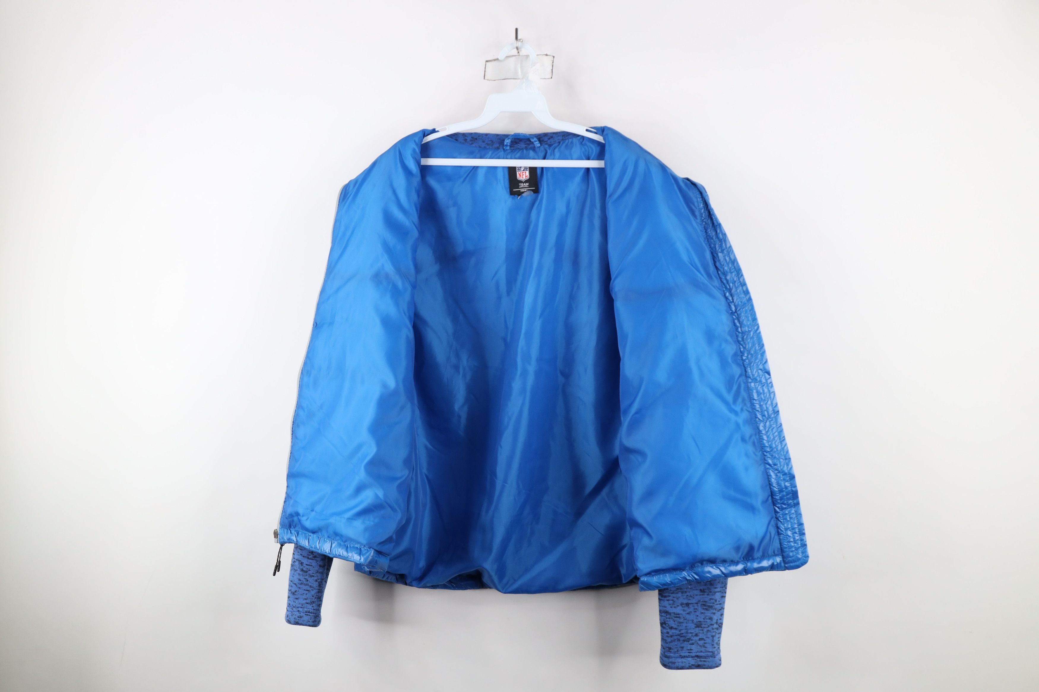 Vintage Vintage NFL Lions Football Puffer Sweater Jacket Blue Size XXL / US 16-18 / IT 52-54 - 8 Thumbnail