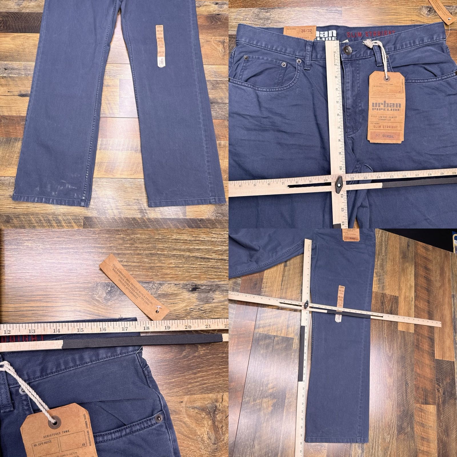 Vintage Urban Pipeline Jeans Slim Straight Mens 36x32 Blue Denim 5-Pocket Regular Waist Low Rise City Modern Comfort Clothing Mens Size US 36 / EU 52 - 8 Thumbnail