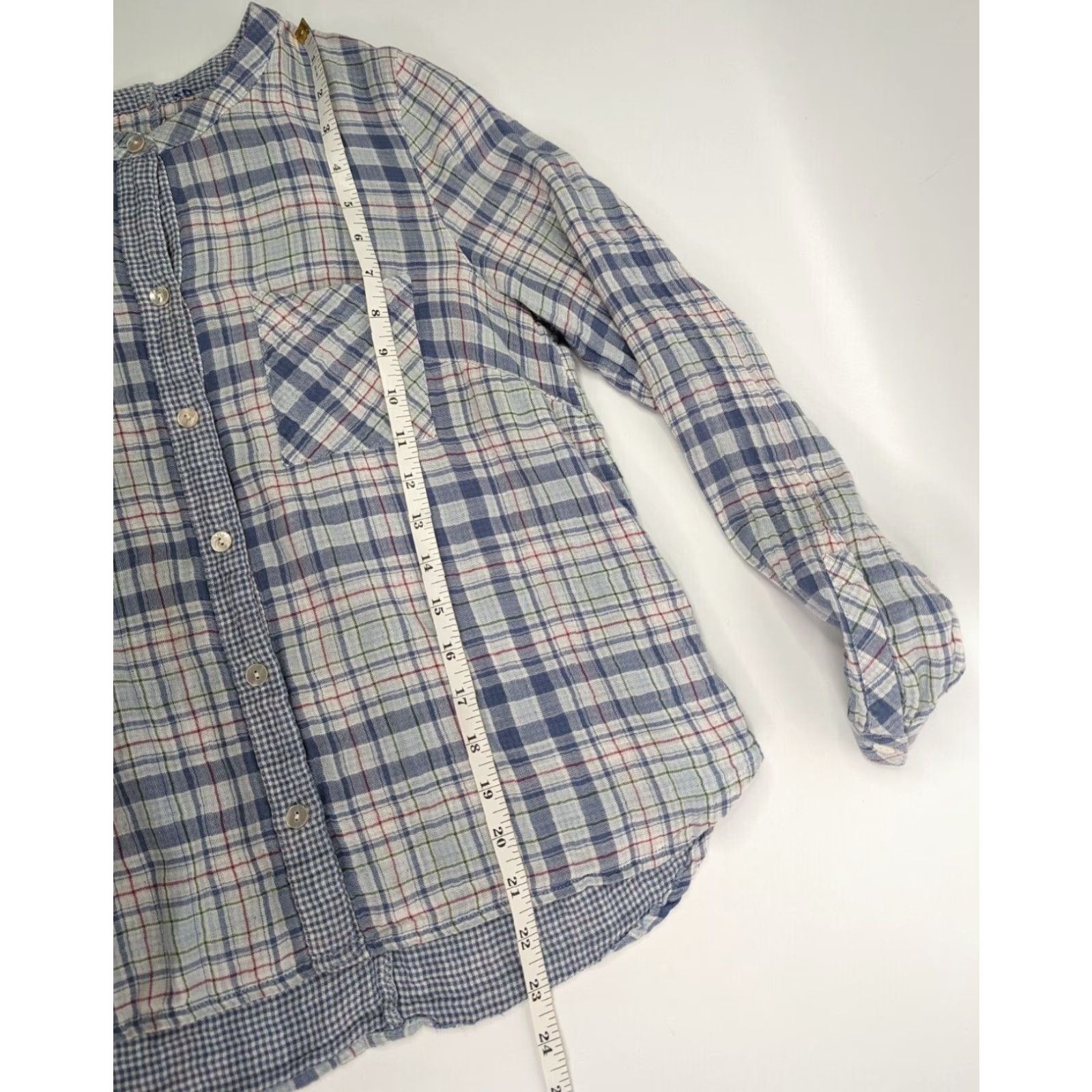 J. Jill J Jill Plaid Double Cloth Cotton Gauze Tunic Blouse Button Shirt Size Small Size S / US 4 / IT 40 - 6 Thumbnail