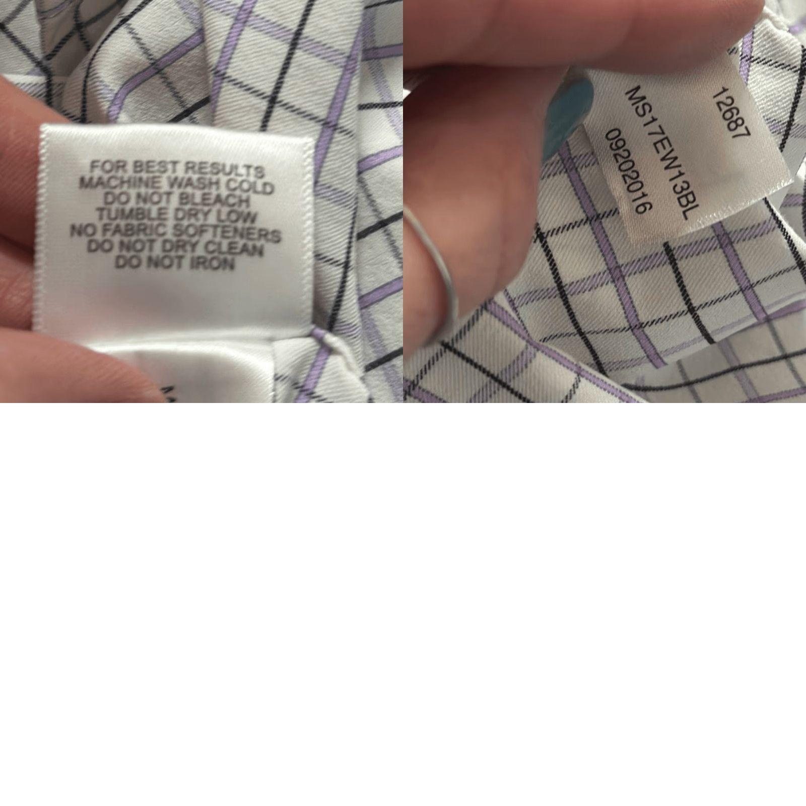 Peter Millar Dress Shirt Mens Long Sleeve Purple Gray Checkered L Large Multicolor Shirt