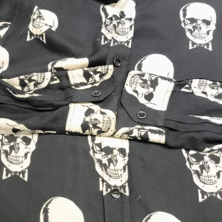 Saint Laurent Paris Yves Saint Laurent Skull Print Long Sleeve Shirt-2507 Size US S / EU 44-46 / 1 - 1 Thumbnail