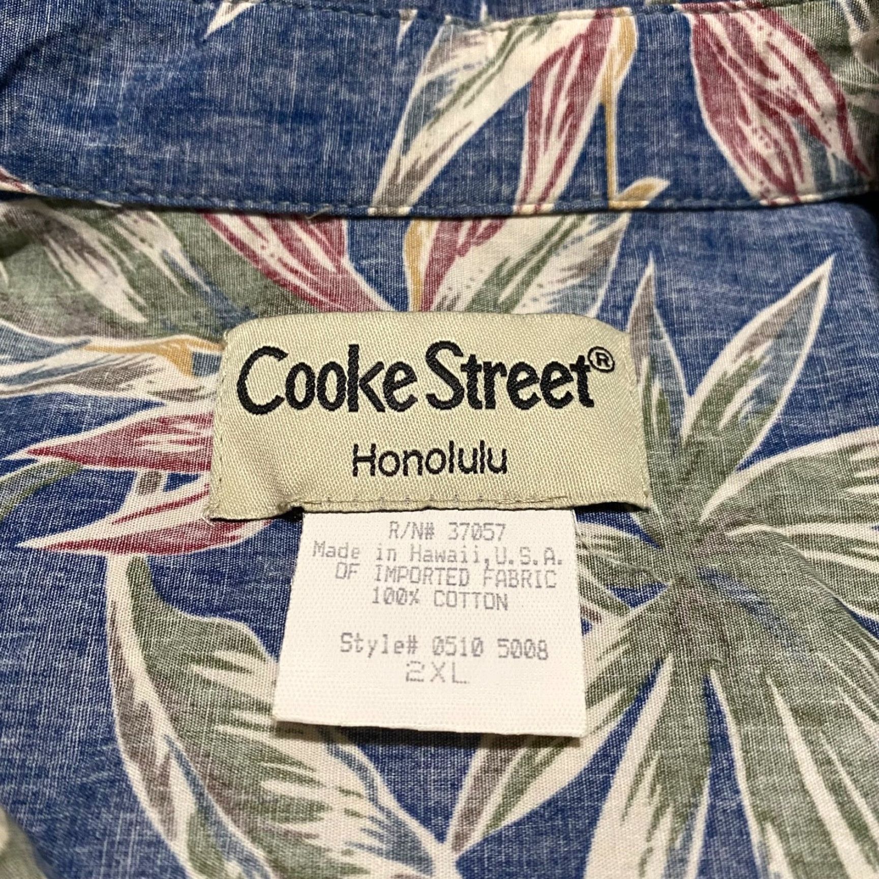 Vintage Cooke Street Mens 2XL Hawaiian Shirt Blue Floral Button Front Short Sleeve Shirt Size US XXL / EU 58 / 5 - 3 Thumbnail