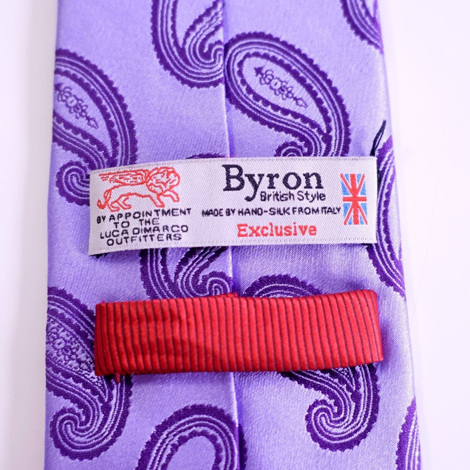 Byron Byron British Style Italy Woven Purple Paisley Long Silk Tie Size ONE SIZE - 3 Thumbnail